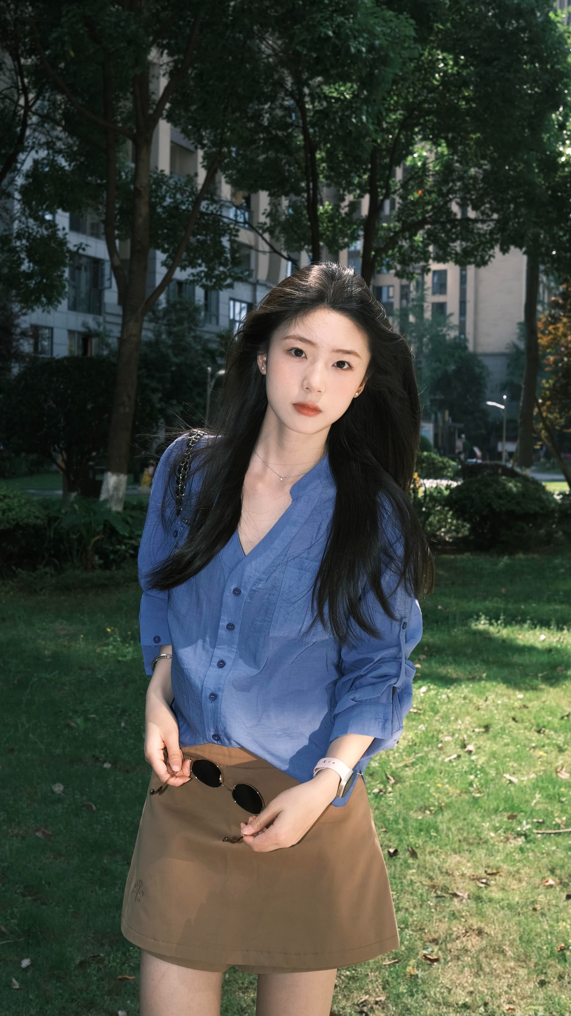 2026 고급 센스 톰 글 래 원인 블루 셔츠 여성 긴 소매 봄 여름 루즈핏 슬림해 보이는 셔츠 재킷 상세 이미지 4
