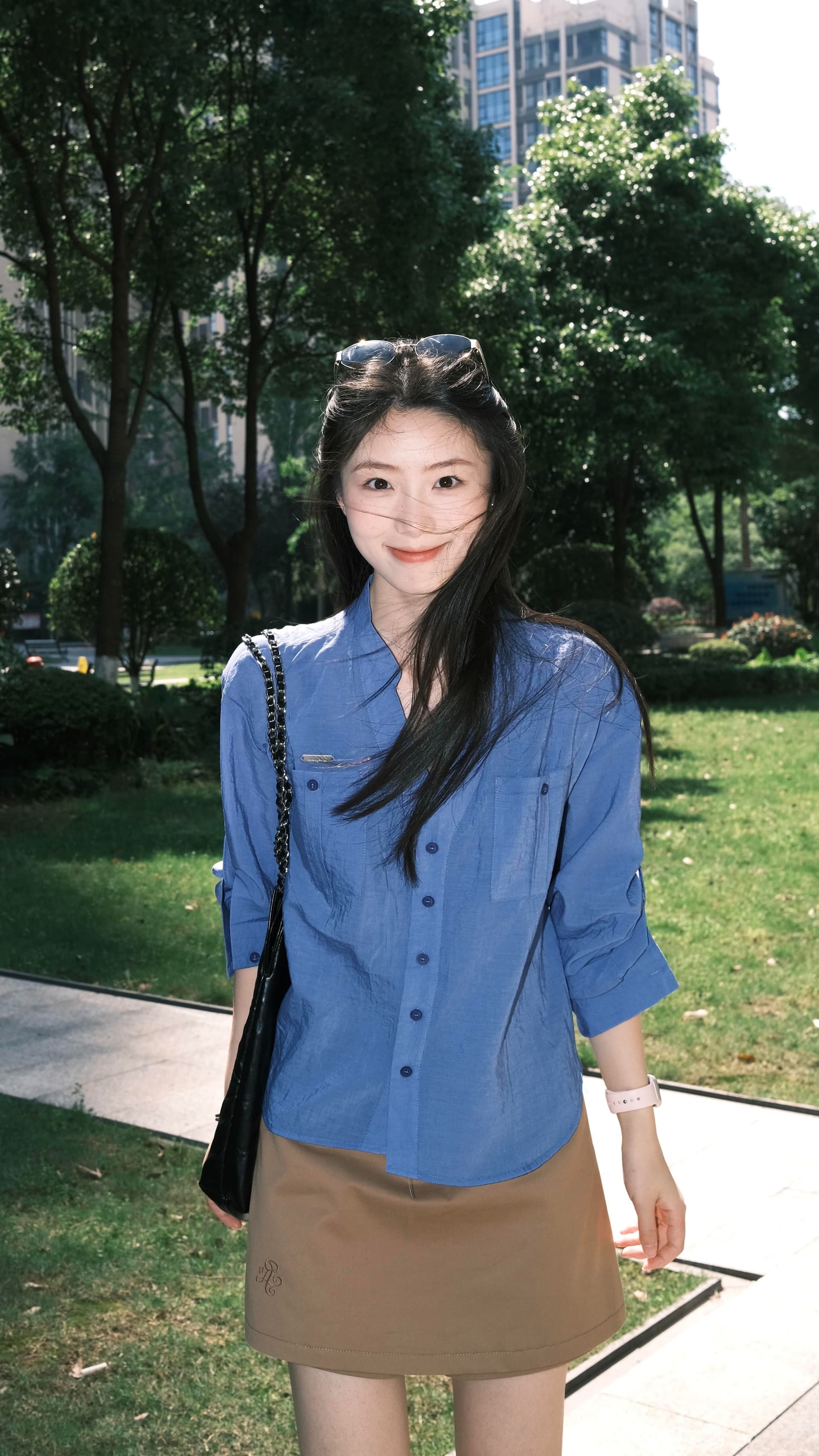 2026 고급 센스 톰 글 래 원인 블루 셔츠 여성 긴 소매 봄 여름 루즈핏 슬림해 보이는 셔츠 재킷 상세 이미지 5