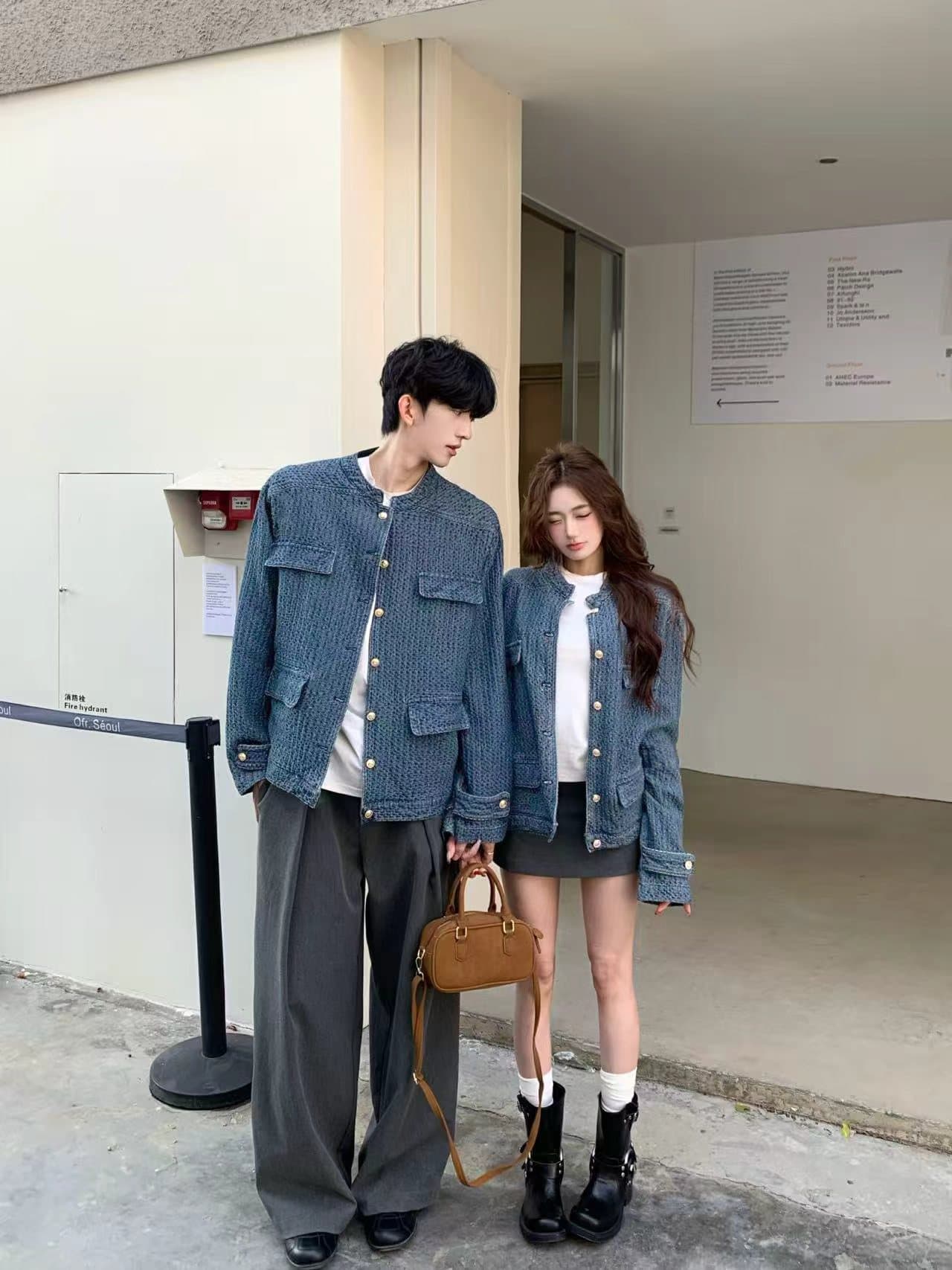 실사 고급 센스 품격 작은 샤넬 스타일 데님 여성 코트 봄 스탠드 칼라 재킷 맨위 커플룩 재킷 이미지 5