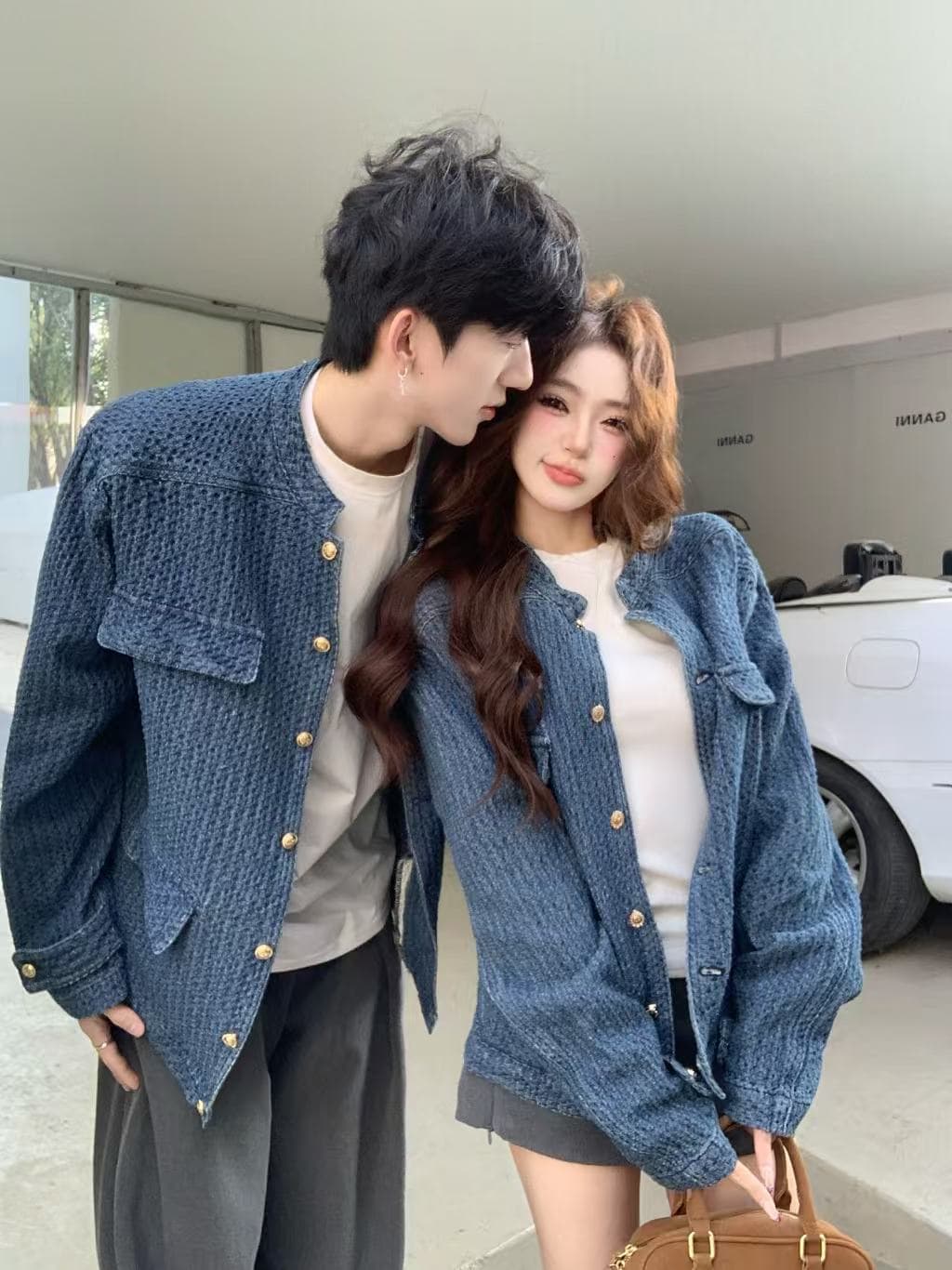 실사 고급 센스 품격 작은 샤넬 스타일 데님 여성 코트 봄 스탠드 칼라 재킷 맨위 커플룩 재킷 상세 이미지 4