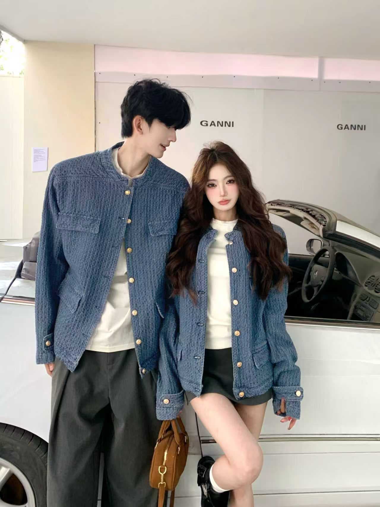 실사 고급 센스 품격 작은 샤넬 스타일 데님 여성 코트 봄 스탠드 칼라 재킷 맨위 커플룩 재킷 상세 이미지 5