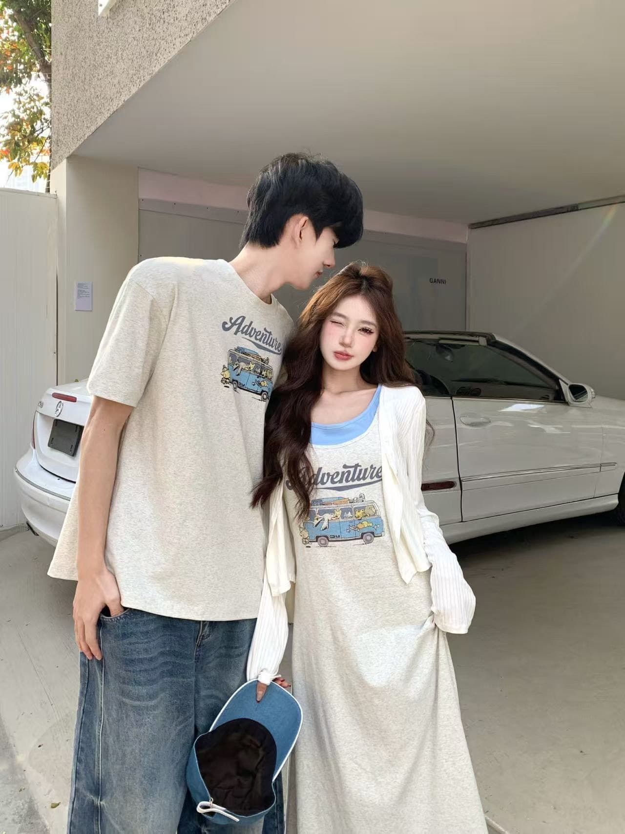 실사 한 부서 캐주얼 조끼 슬립 여성 드레스 여름 연령 감소 허리 수축 슬림해 보이는 페이크 레이어드 롱 스커트 커플룩 상세 이미지 3