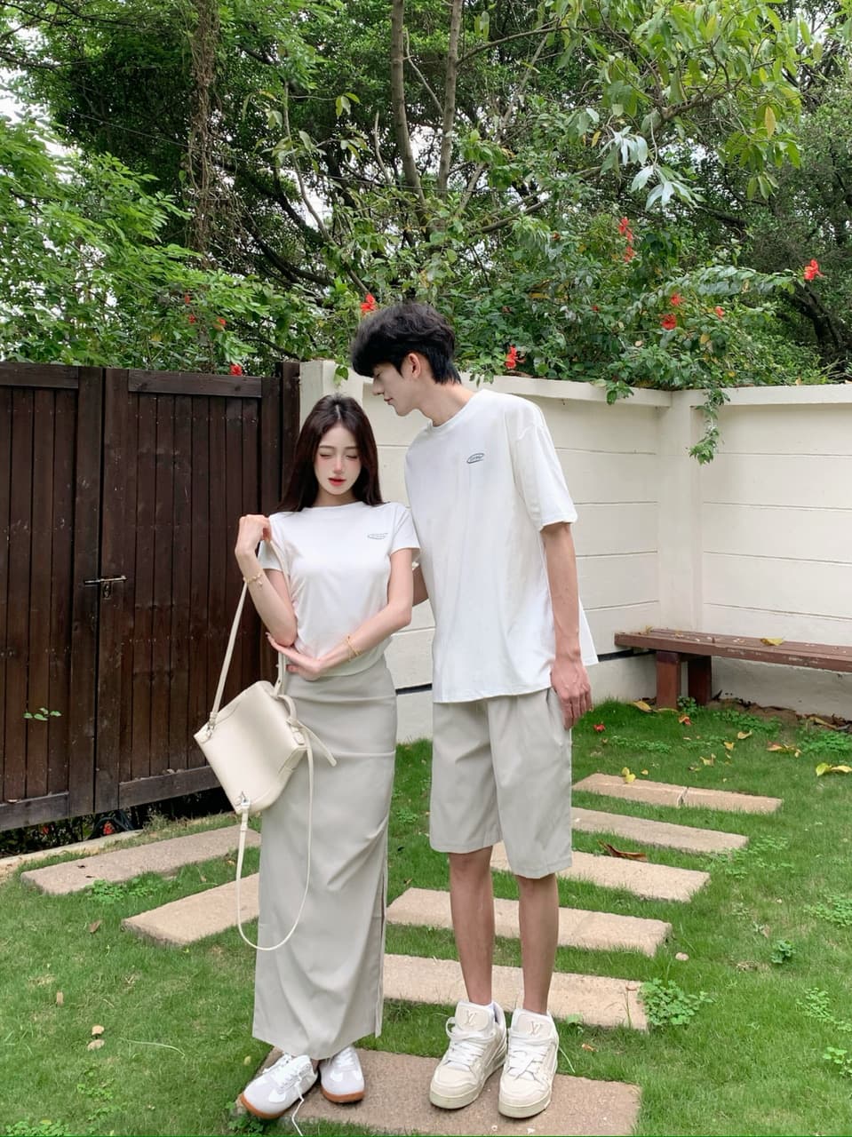 실사 유럽과 미국 ins 여름 하이웨이스트 측면 트임 반신 스커트 롱 스커트 반 스커트 bella 워크웨어 치마 커플룩 세트 상세 이미지 5
