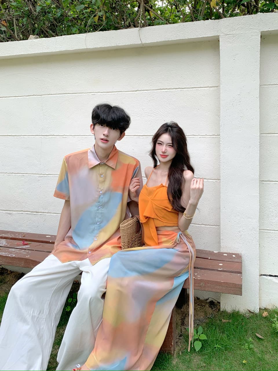 실사 해변가 휴가 여름 도파민 착용 가져 가라. 세트 행침 목 조끼 타이트 스커트 반신 스커트 투피스 세트 커플룩 상세 이미지 6
