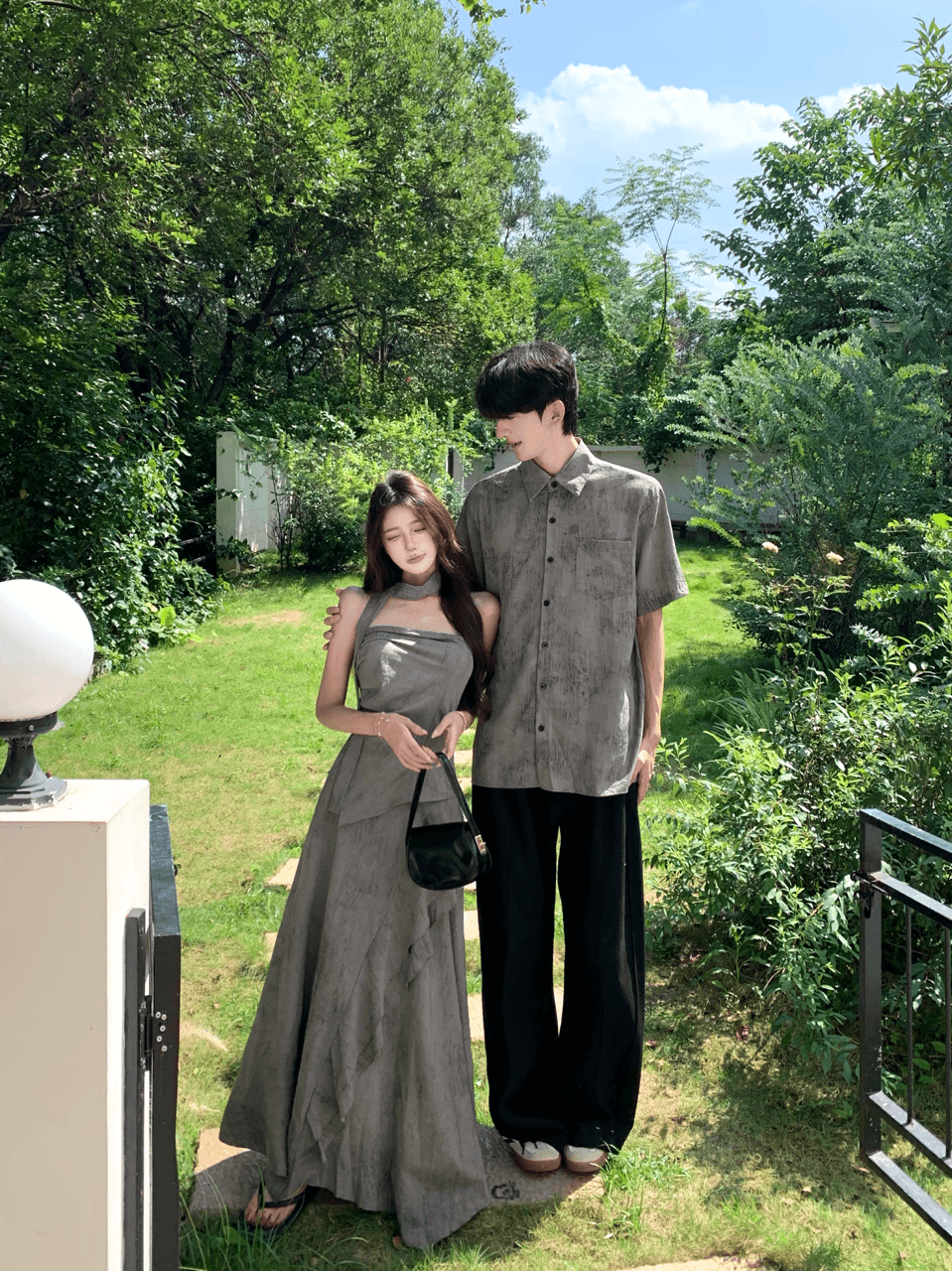실사 새로운 중식 불규칙 튜브탑 세트 여성 감기 센스 젠 품격 롱 스커트 커플룩 상세 이미지 4