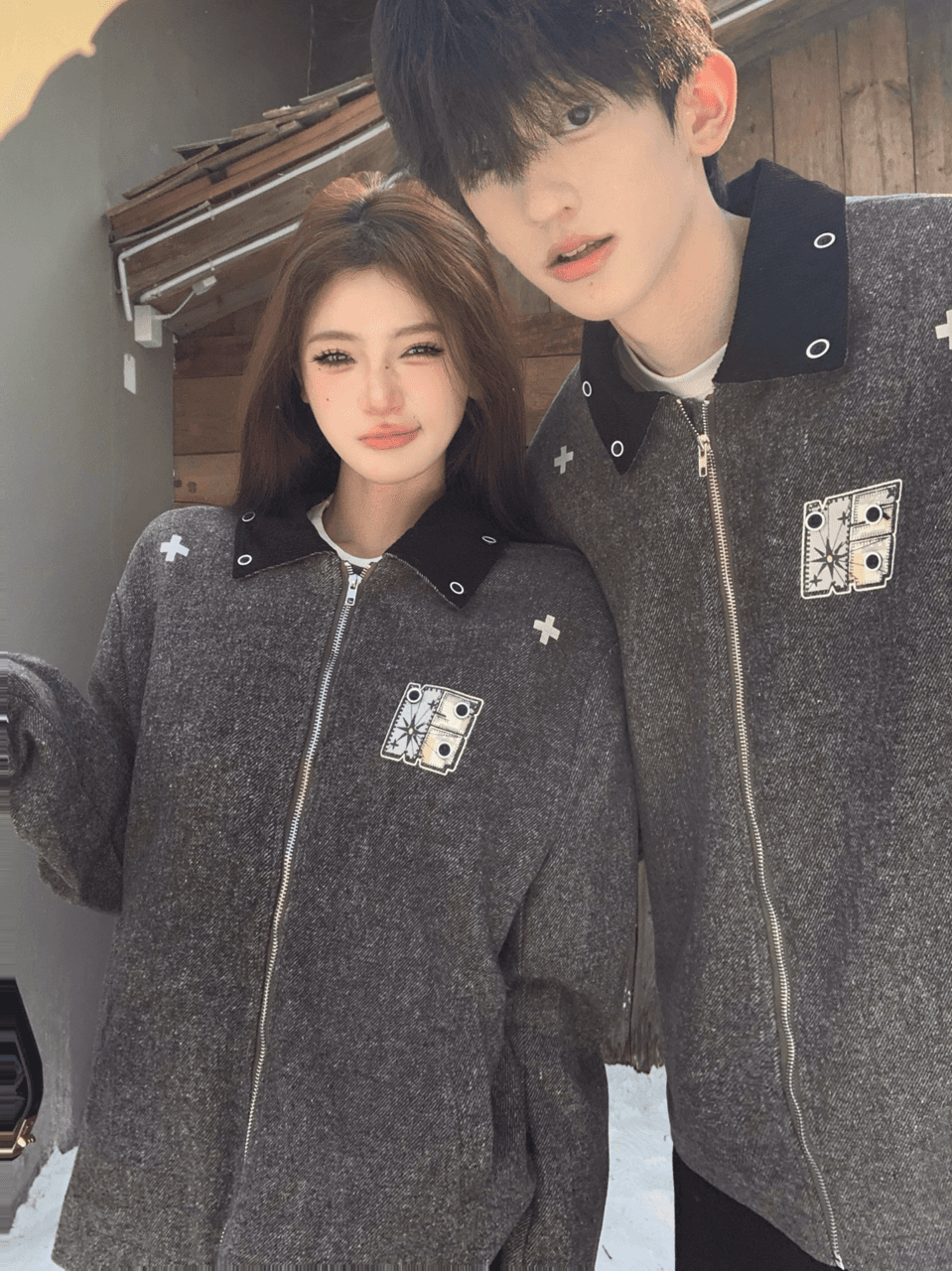 실사 폴로 칼라 바 En 바람 모직 작은 샤넬 스타일 재킷 재킷 커플룩 이미지 5