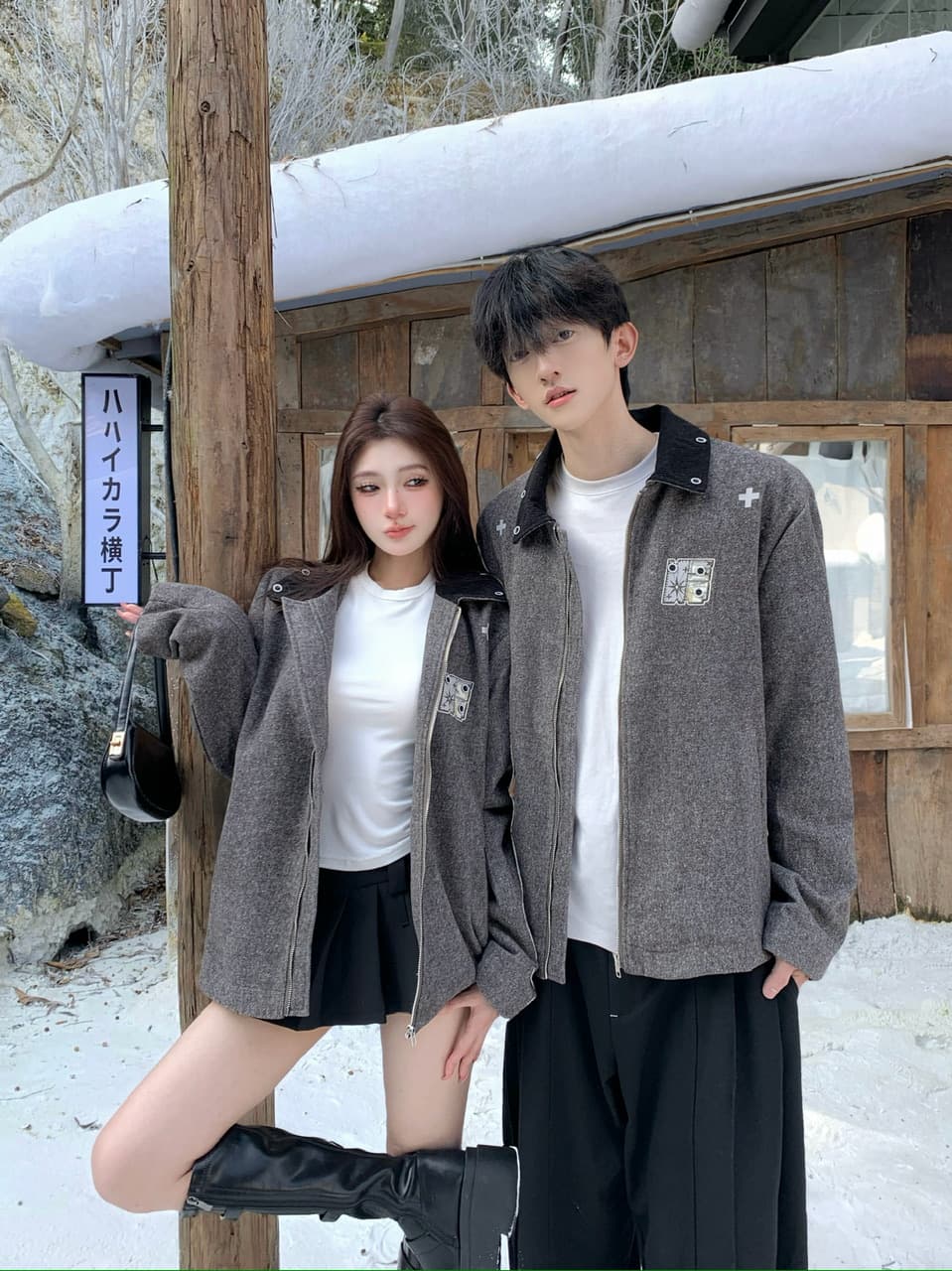 실사 폴로 칼라 바 En 바람 모직 작은 샤넬 스타일 재킷 재킷 커플룩 상세 이미지 4