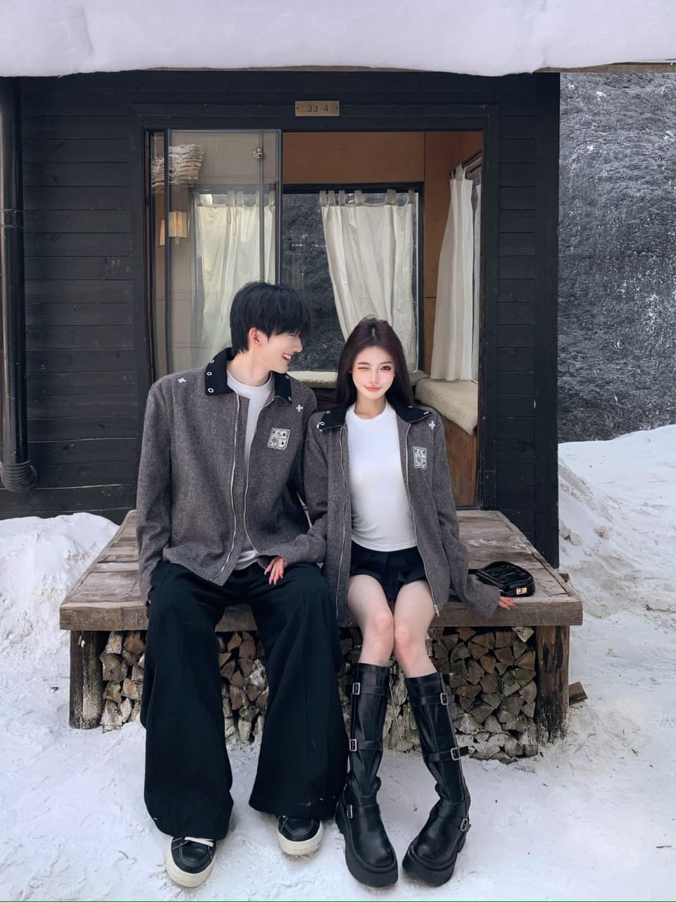 실사 폴로 칼라 바 En 바람 모직 작은 샤넬 스타일 재킷 재킷 커플룩 상세 이미지 5