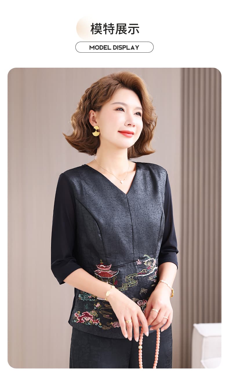 실사 2026 여름 새로운 새로운 중식 샹윈사 국풍 고전 무거운 작업 자수 뽕나무 누에 실크 여름 맨위 상세 이미지 8