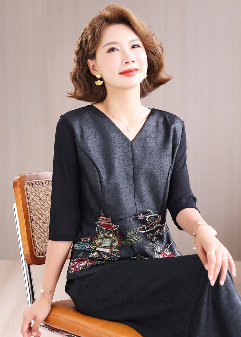 실사 2026 여름 새로운 새로운 중식 샹윈사 국풍 고전 무거운 작업 자수 뽕나무 누에 실크 여름 맨위 상세 이미지 10
