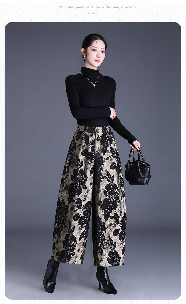 실사 새로운 중식 국풍 셰닐 모통이 칼 와이드 레깅스 바지 가을 2026 새로운 엄마 루즈핏 9 포인트 스트레이트 팬츠 상세 이미지 15