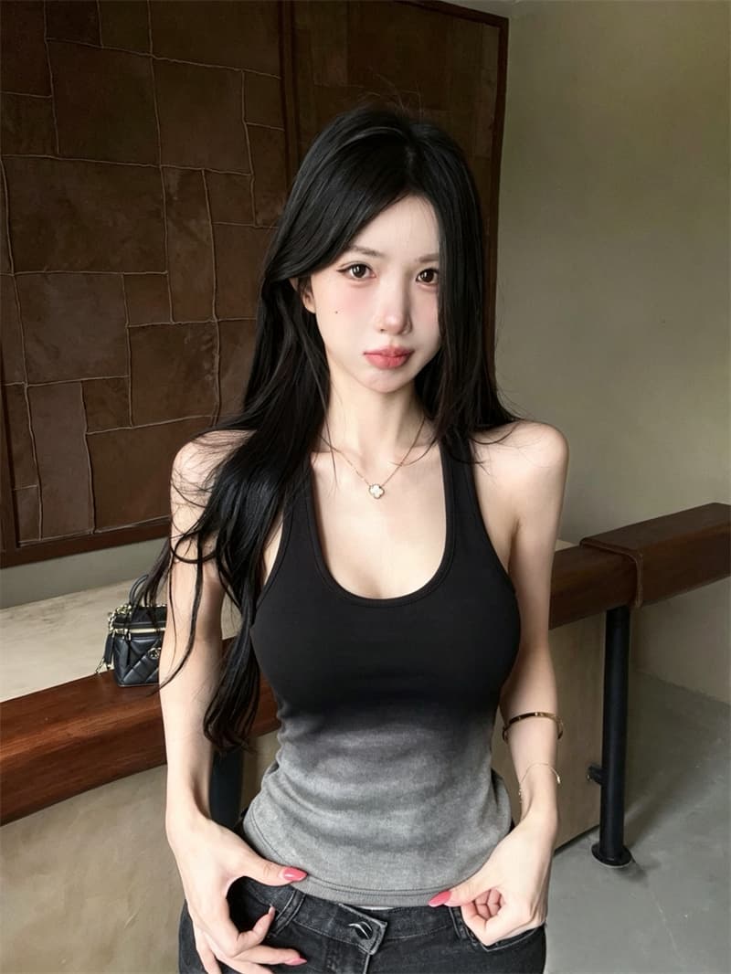 실사 2026 여름 새로운 한 부서 고급 센스 그라데이션 워시 물 벨트 가슴 패드 다용도 슬림해 보이는 외국 가스 핫걸 조끼 상세 이미지 1