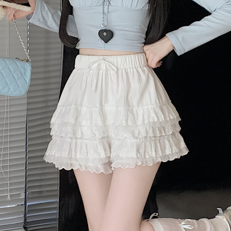 화이트 케이크 드레스 반신 스커트 여성 봄 가을 작은 키 하이웨이스트 슬림해 보이는 레이스 레이스 발레 바람 한 마디 이미지 3