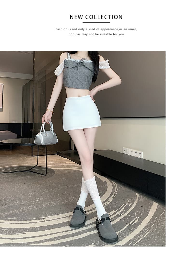 회색 핫걸 운동 바람 반신 스커트 여성 여름 하이웨이스트 한 마디 초단 스커트 작은 키 노출 방지 타이트 스커트 웨이 치마 상세 이미지 21