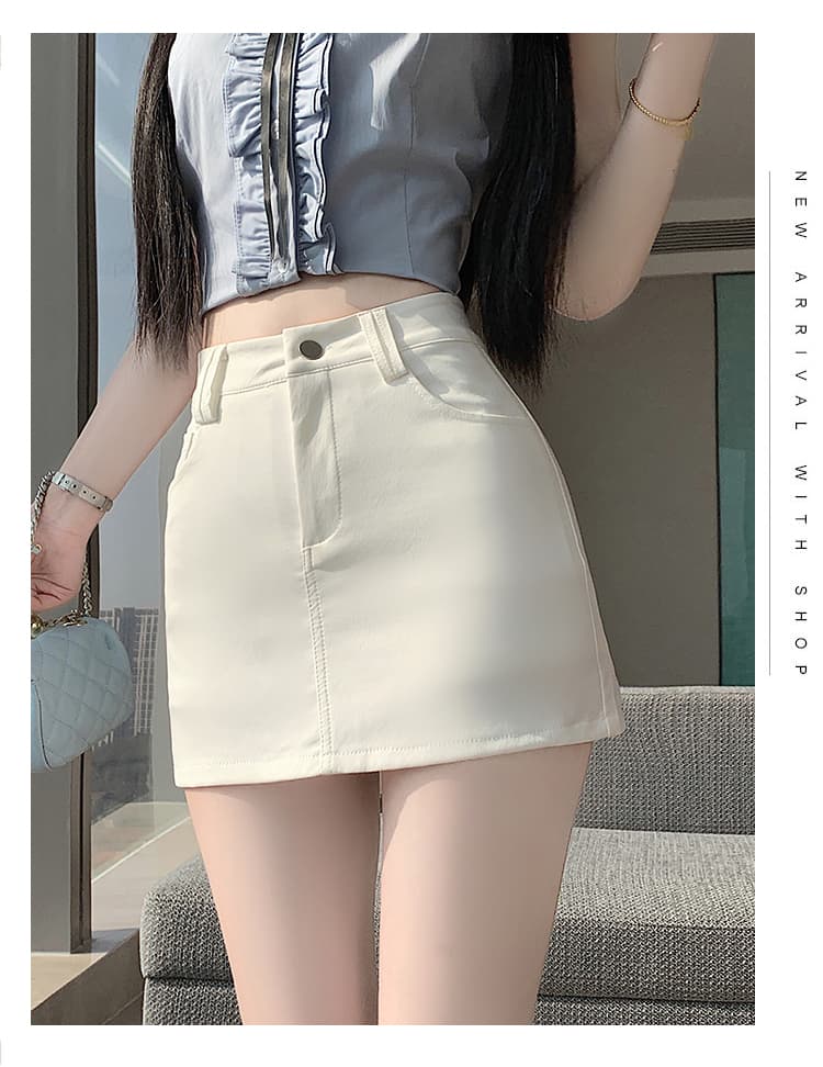 반신 스커트 여성 여름 작은 키 하이웨이스트 슬림해 보이는 노출 방지 한 마디 타이트 스커트 짧은 치마바지 상세 이미지 29
