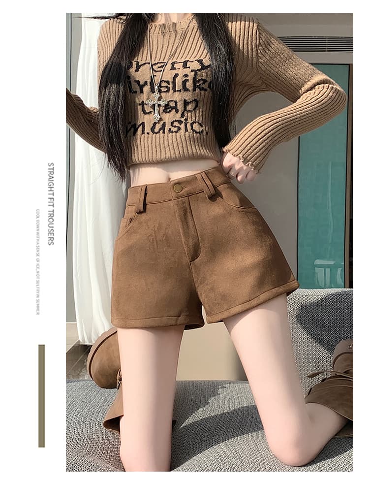 실사 사슴 캐시미어 반바지 여성 가을 새로운 작은 키 외출용 하이웨이스트 슬림해 보이는 한 마디 핫걸 만나는 부츠 팬츠 상세 이미지 25
