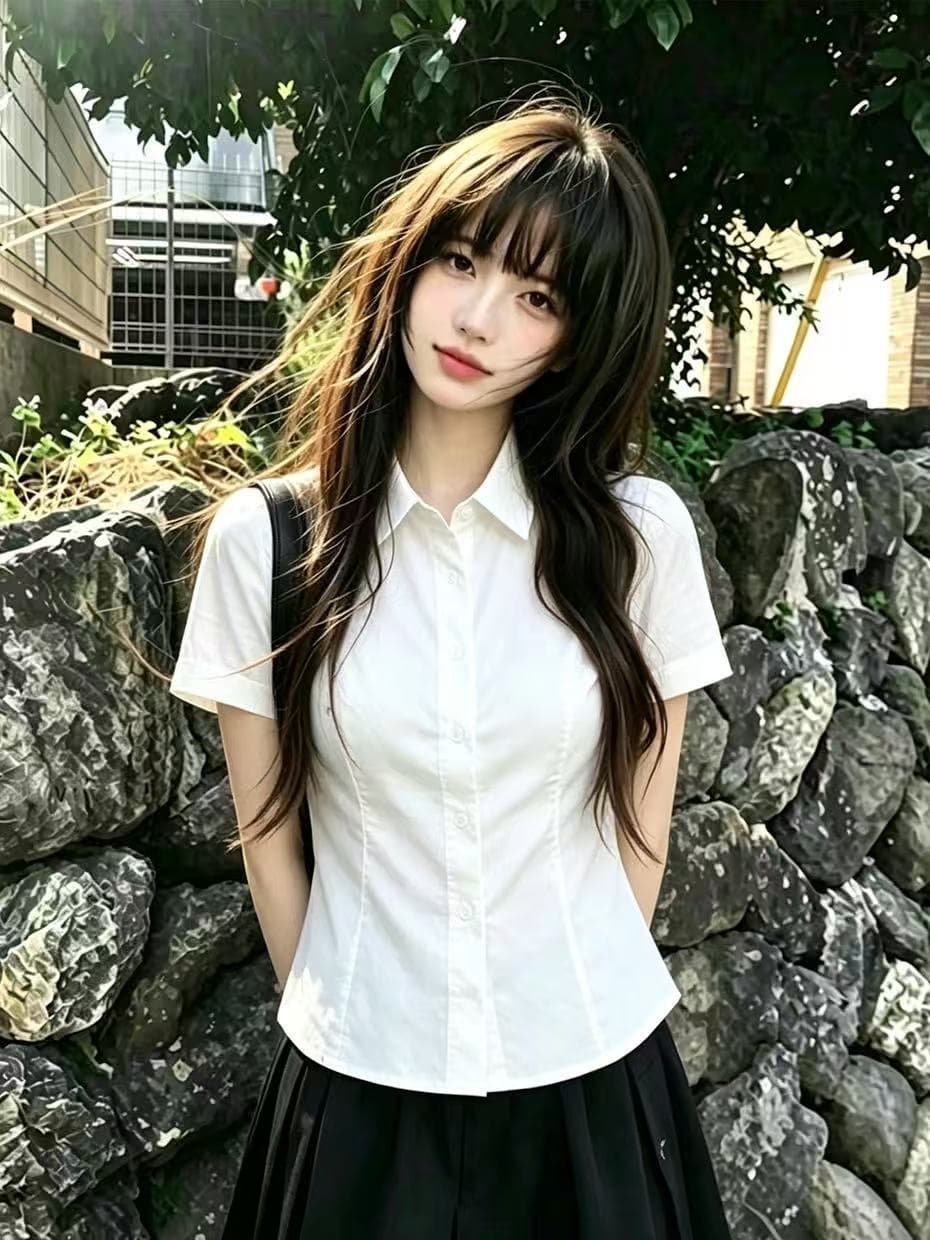 학원 스타일 화이트 여성 셔츠 2026 여름 새로운 고유 한 슈퍼 잘 생긴 디자인 센스 작은 대중 쇼트 스타일 허리 수축 맨위 상세 이미지 3