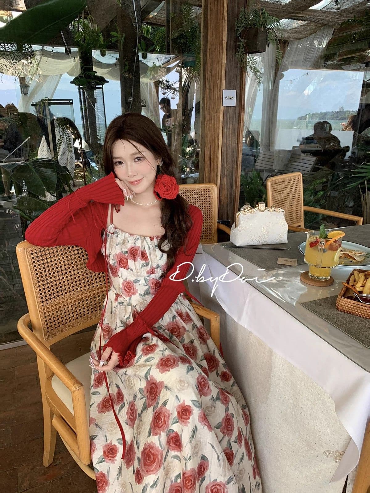 차 휴식 프랑스식 슈퍼 잘 생긴 여성 드레스 2026 여름 새로운 해변가 휴가 빨간색 꽃무늬 슬립 드레스 롱 스커트 상세 이미지 20