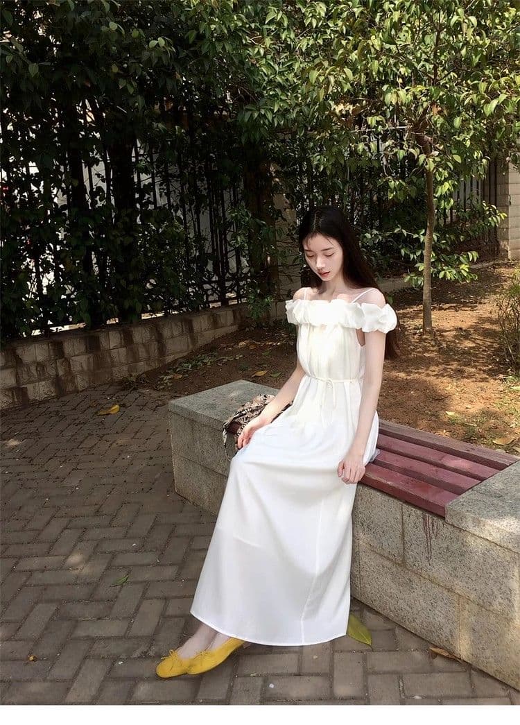원본 것 있음 네리 프랑스식 아름다운 레이스 오프숄더 드레스 품격 명문 여성 다용도 슬립 롱 스커트 여성 상세 이미지 2