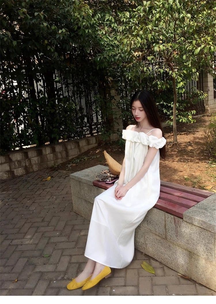 원본 것 있음 네리 프랑스식 아름다운 레이스 오프숄더 드레스 품격 명문 여성 다용도 슬립 롱 스커트 여성 상세 이미지 3