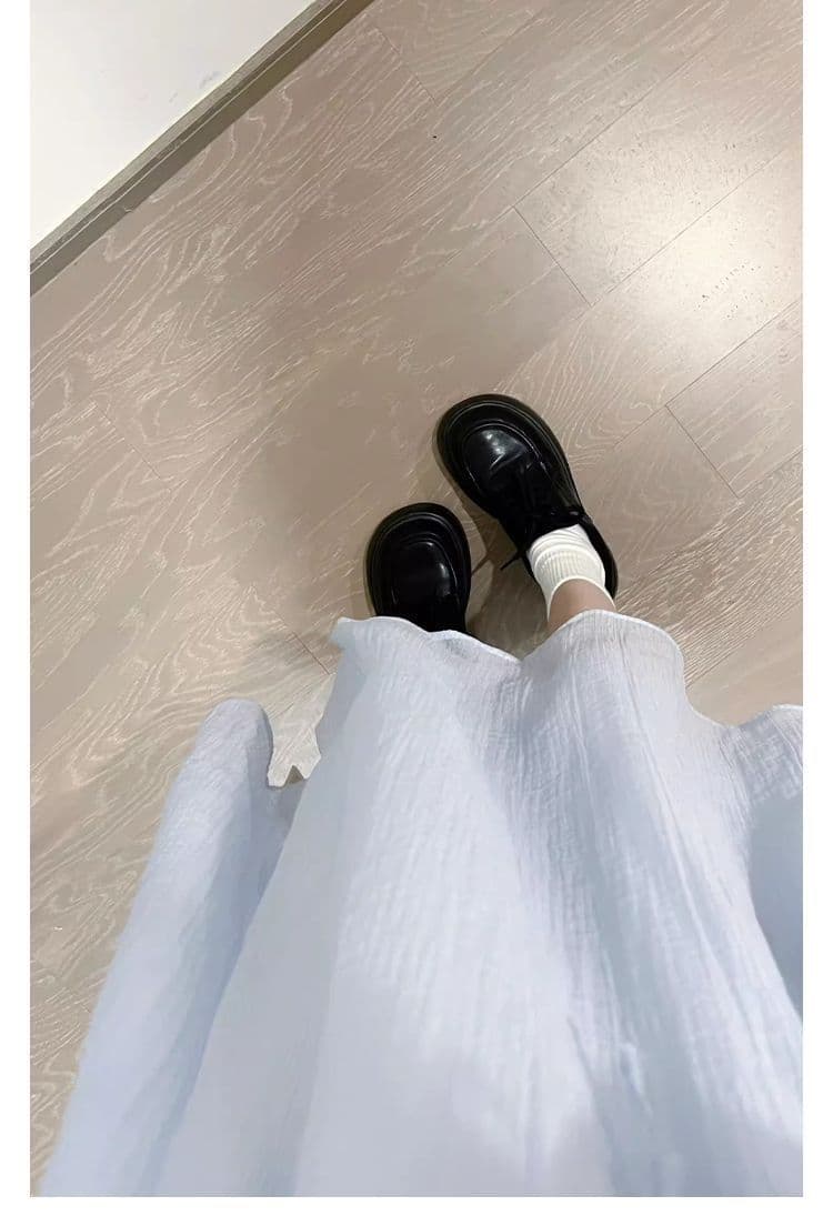 달콤함 부드러운 바람 품격 연령 감소 V넥 파란색 드레스 여자 학생 가을 새로운 허리 수축 중간 길이 A라인 스커트 상세 이미지 9