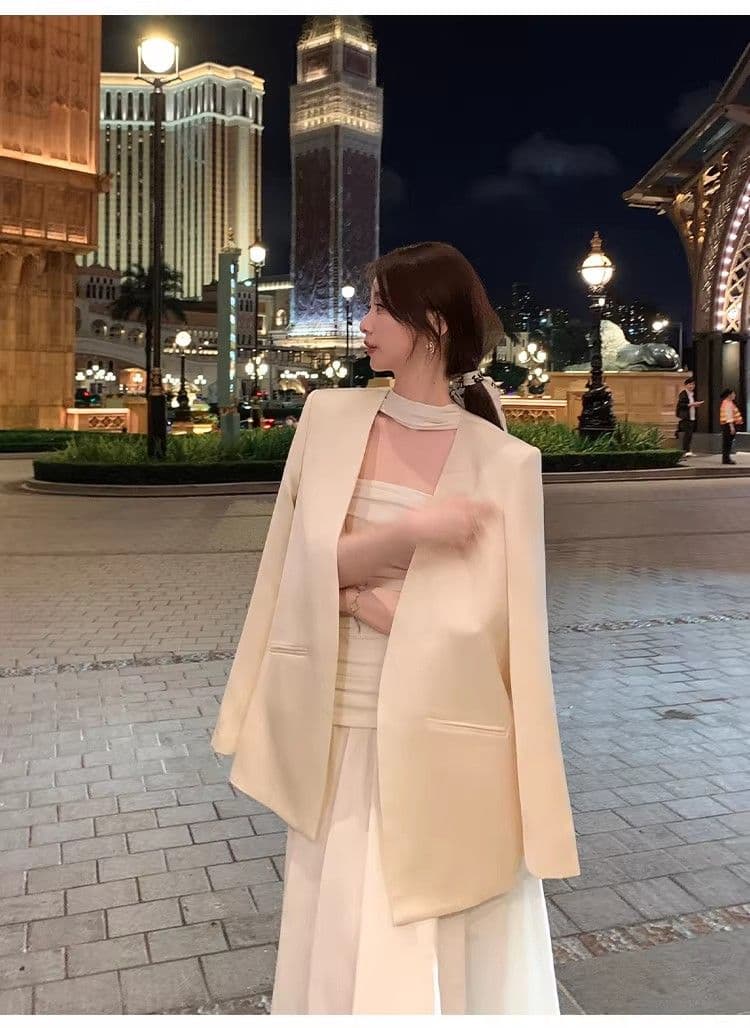 원본 것 있음 네리 프랑스식 첫사랑 하얀 달빛 오프숄더 튜브탑 치마 허리 수축 행침 목 도루 가을 센스 드레스 상세 이미지 9