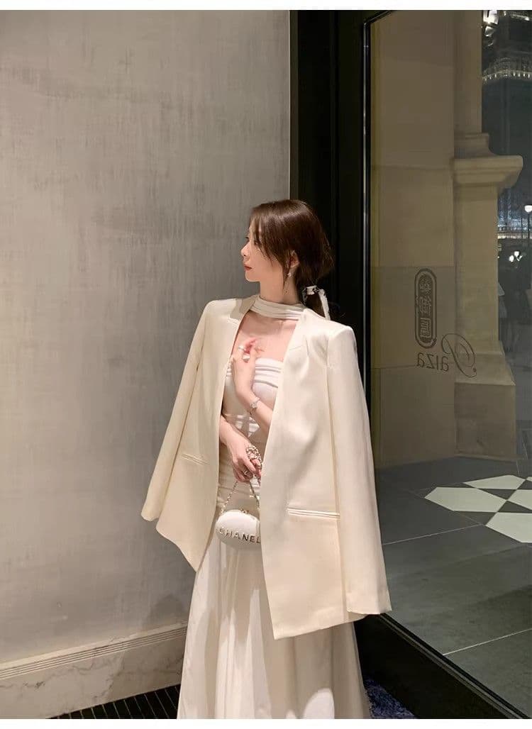 원본 것 있음 네리 프랑스식 첫사랑 하얀 달빛 오프숄더 튜브탑 치마 허리 수축 행침 목 도루 가을 센스 드레스 상세 이미지 21