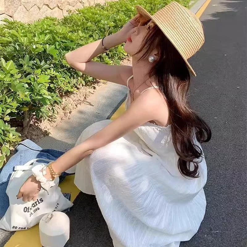 원본 것 있음 네리 프랑스식 부드러운 바람 레이스 슬립 드레스 루즈핏 슬림해 보이는 연령 감소 첫사랑 샤오 바이 치마 이미지 3