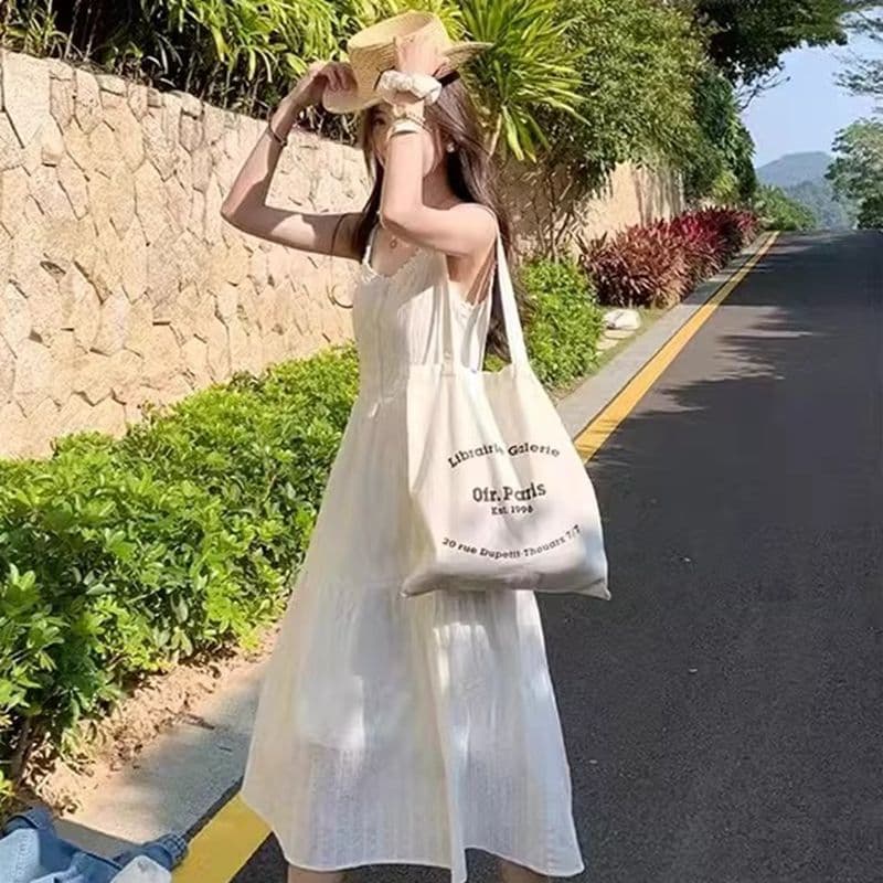 원본 것 있음 네리 프랑스식 부드러운 바람 레이스 슬립 드레스 루즈핏 슬림해 보이는 연령 감소 첫사랑 샤오 바이 치마 이미지 5