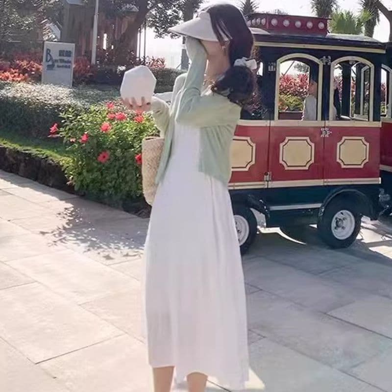 원본 것 있음 네리 프랑스식 부드러운 바람 레이스 슬립 드레스 루즈핏 슬림해 보이는 연령 감소 첫사랑 샤오 바이 치마 이미지 2
