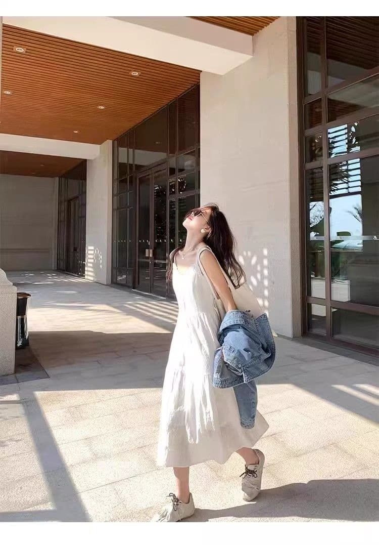 원본 것 있음 네리 프랑스식 부드러운 바람 레이스 슬립 드레스 루즈핏 슬림해 보이는 연령 감소 첫사랑 샤오 바이 치마 상세 이미지 2