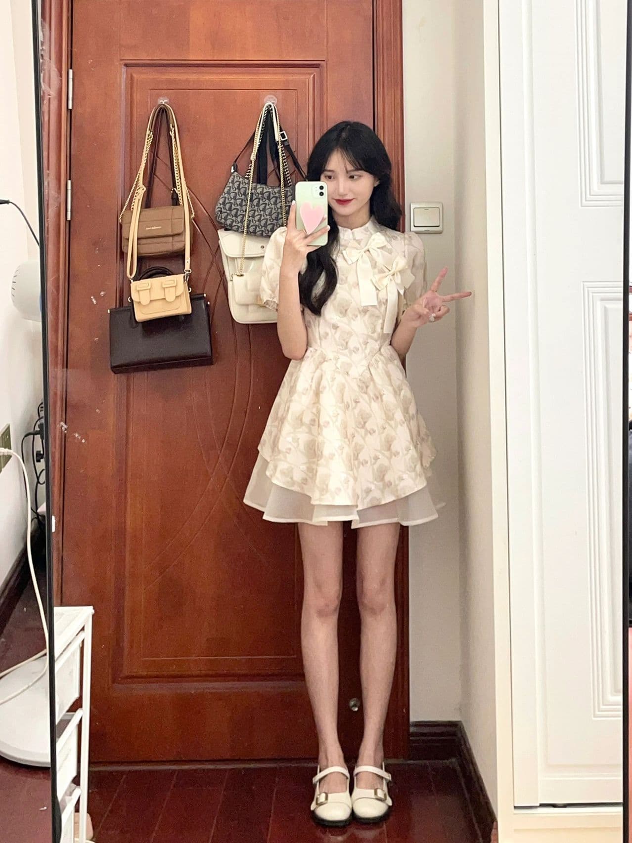 새로운 중식 허리 수축 슬림해 보이는 퍼프 스커트 여성 2026 여름 새로운 디자인 센스 거품 소매 꽃무늬 드레스 학원 상세 이미지 5
