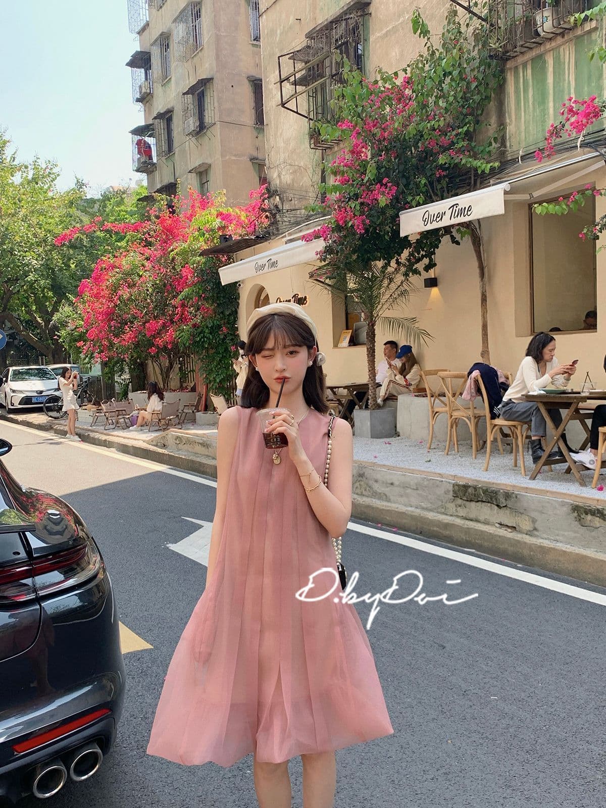 2026 여성 드레스 프랑스식 부드러운 민소매 달콤함 고급 센스 부드러운 한 마디 허리 수축 망사 휴가 바람 치마 상세 이미지 15