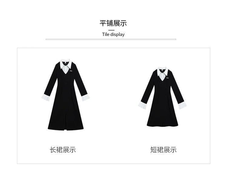 봄 가을 새로운 프랑스식 레트로 슬림해 보이는 작은 대중 디자인 센스 작은 검은 드레스 패션 셔츠 칼라 품격 여성의 아파트 꿀 드레스 상세 이미지 4