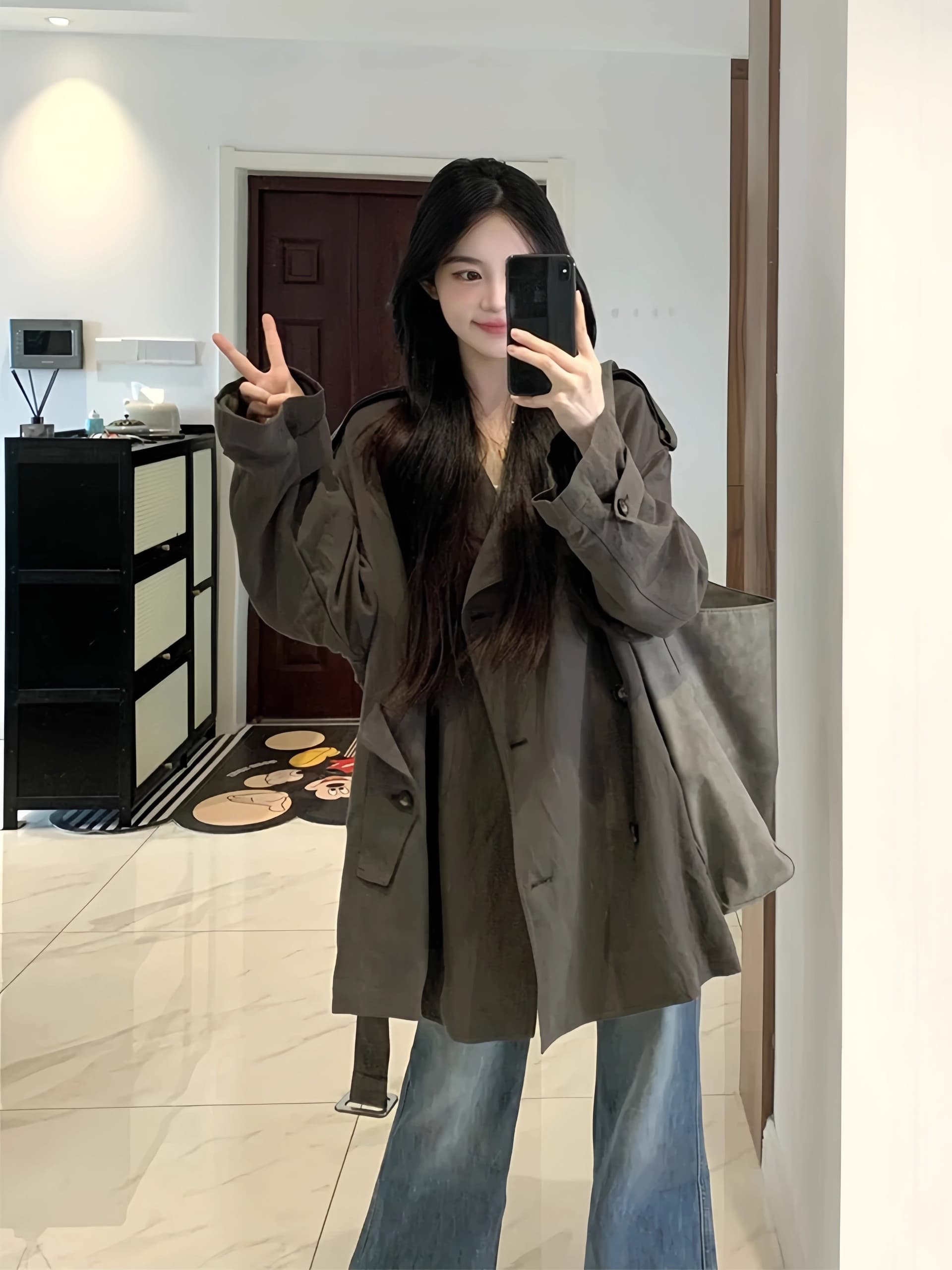 루즈핏 바람막이 여성 코트 2026 봄 가을 새로운 작은 키 자이언트 잘 생긴 한국 스타일 고급 센스 쇼트 스타일 상세 이미지 1