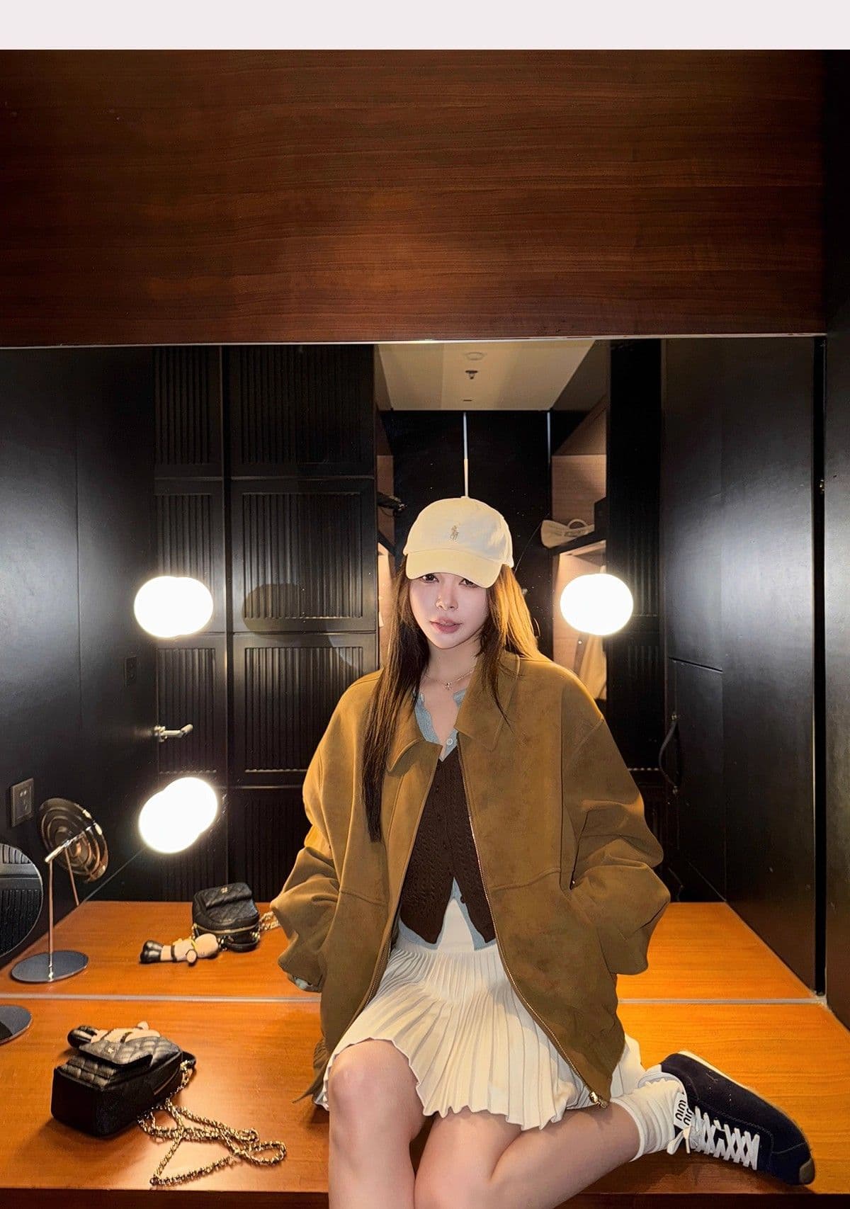 아메리칸 레트로 스웨이드 원단 폴로 칼라 캐주얼 재킷 맨위 아름다움 라드. 루즈핏 브라운 재킷 여성 상세 이미지 9
