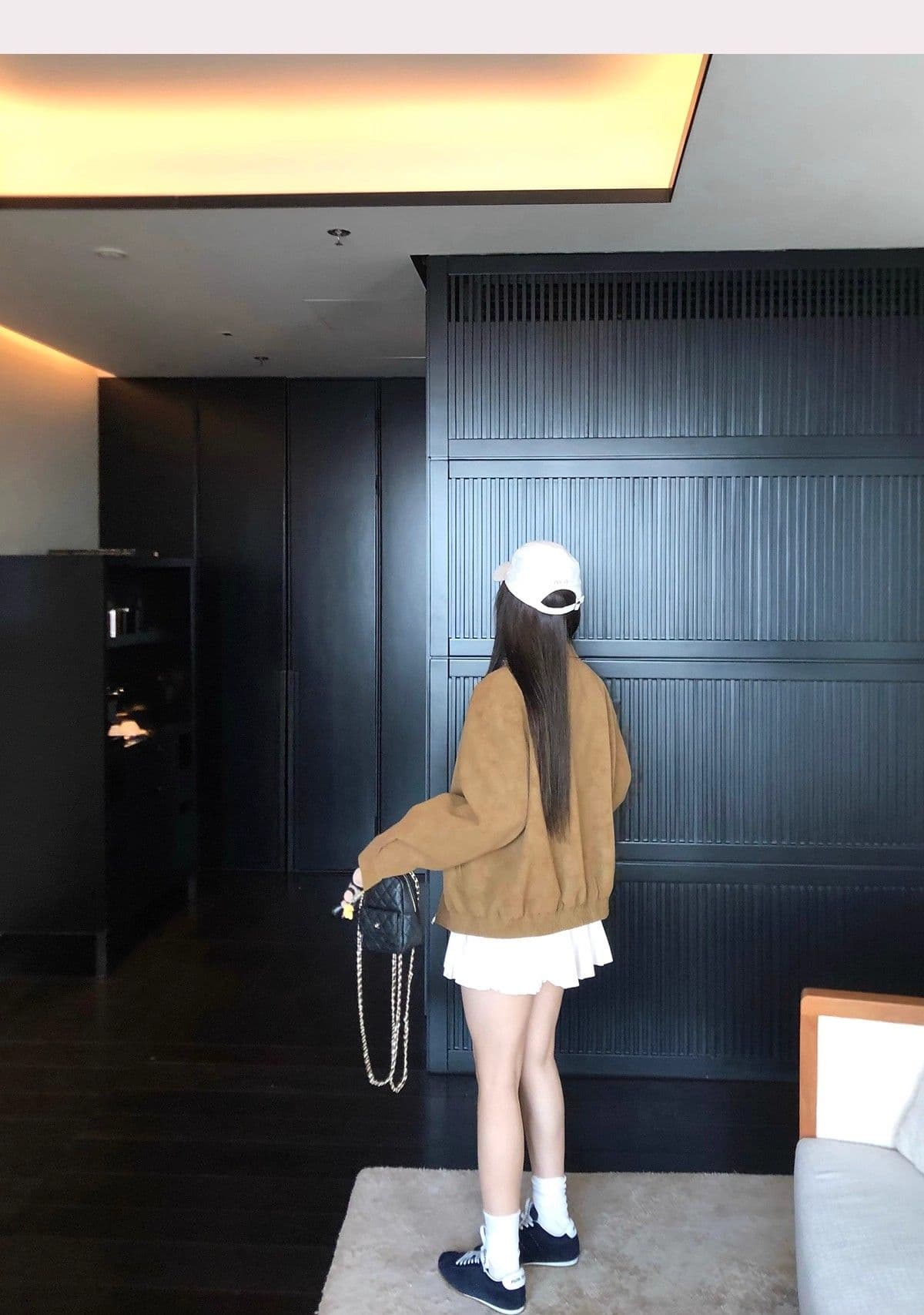 아메리칸 레트로 스웨이드 원단 폴로 칼라 캐주얼 재킷 맨위 아름다움 라드. 루즈핏 브라운 재킷 여성 상세 이미지 14