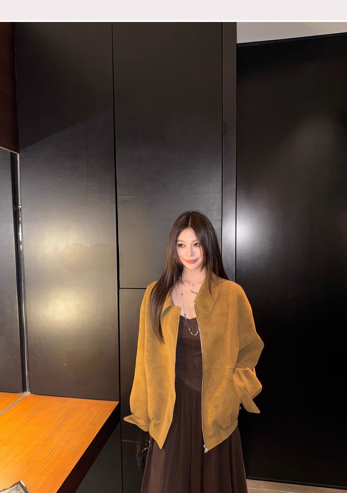 레트로 스웨이드 재킷 여성 가을 아메리칸 루즈핏 폴로 칼라 캐주얼 다용도 재킷 맨위 고급 겉옷 상세 이미지 12