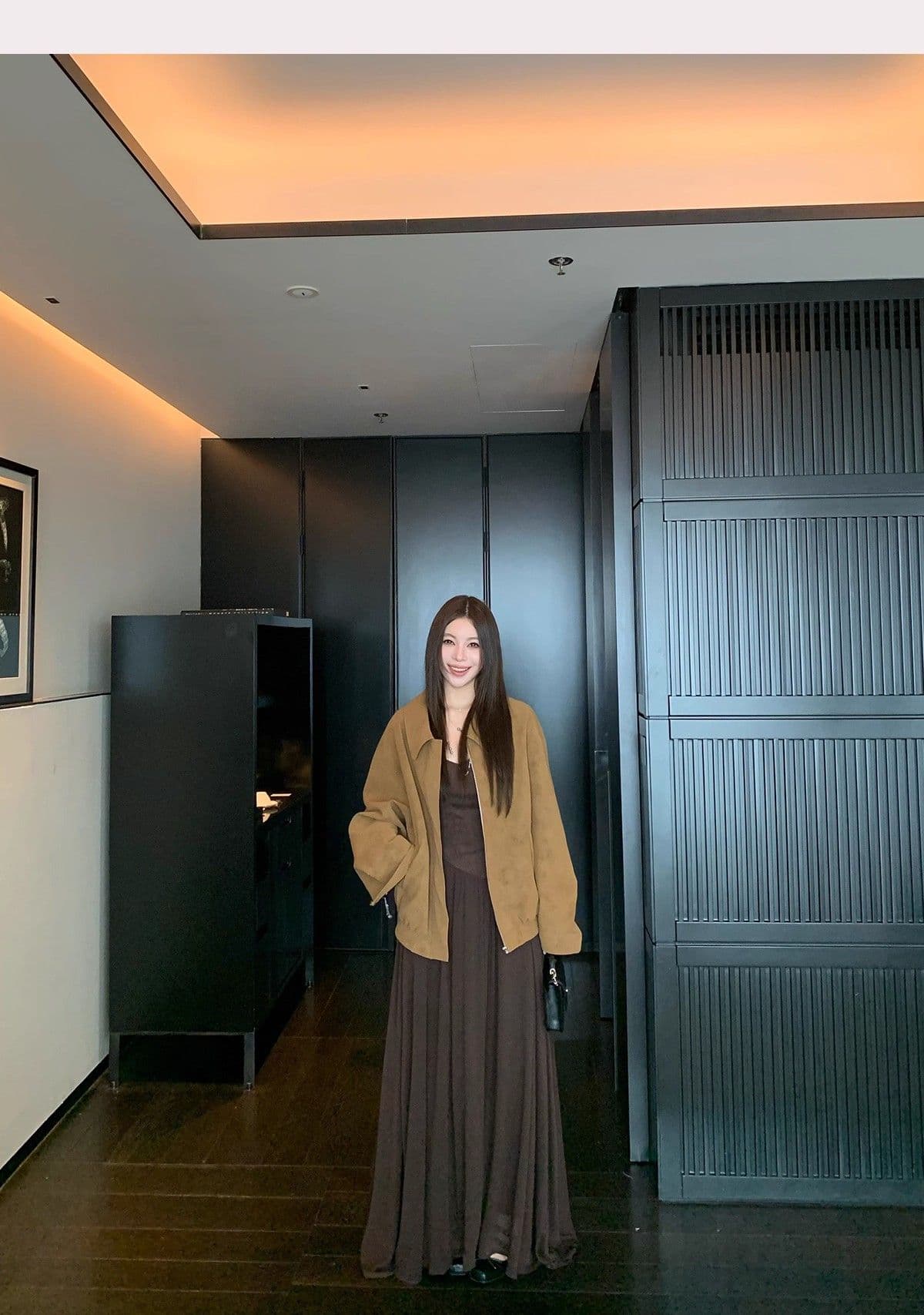 레트로 스웨이드 재킷 여성 가을 아메리칸 루즈핏 폴로 칼라 캐주얼 다용도 재킷 맨위 고급 겉옷 상세 이미지 13