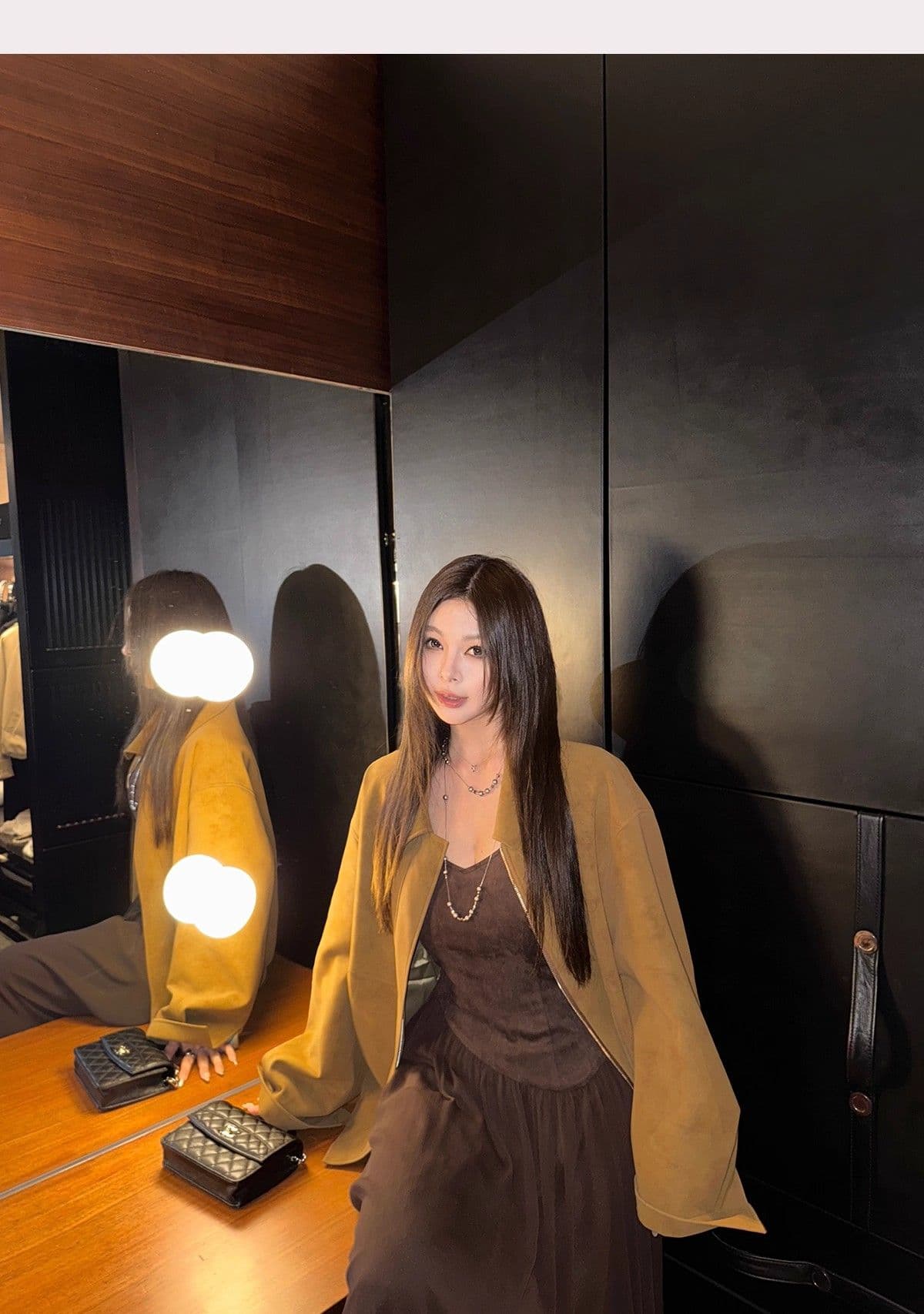 레트로 스웨이드 재킷 여성 가을 아메리칸 루즈핏 폴로 칼라 캐주얼 다용도 재킷 맨위 고급 겉옷 상세 이미지 15