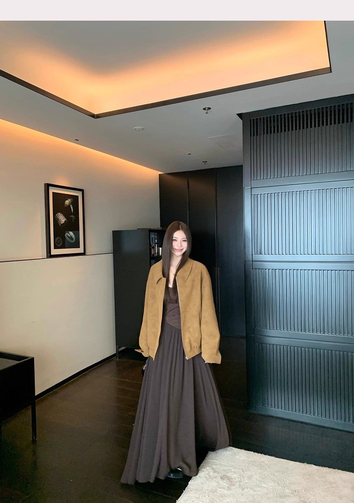 레트로 스웨이드 재킷 여성 가을 아메리칸 루즈핏 폴로 칼라 캐주얼 다용도 재킷 맨위 고급 겉옷 상세 이미지 16