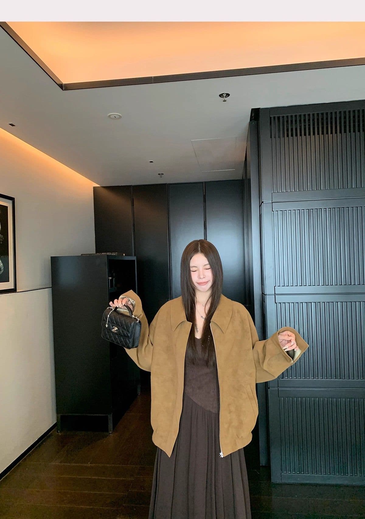 레트로 스웨이드 재킷 여성 가을 아메리칸 루즈핏 폴로 칼라 캐주얼 다용도 재킷 맨위 고급 겉옷 상세 이미지 24