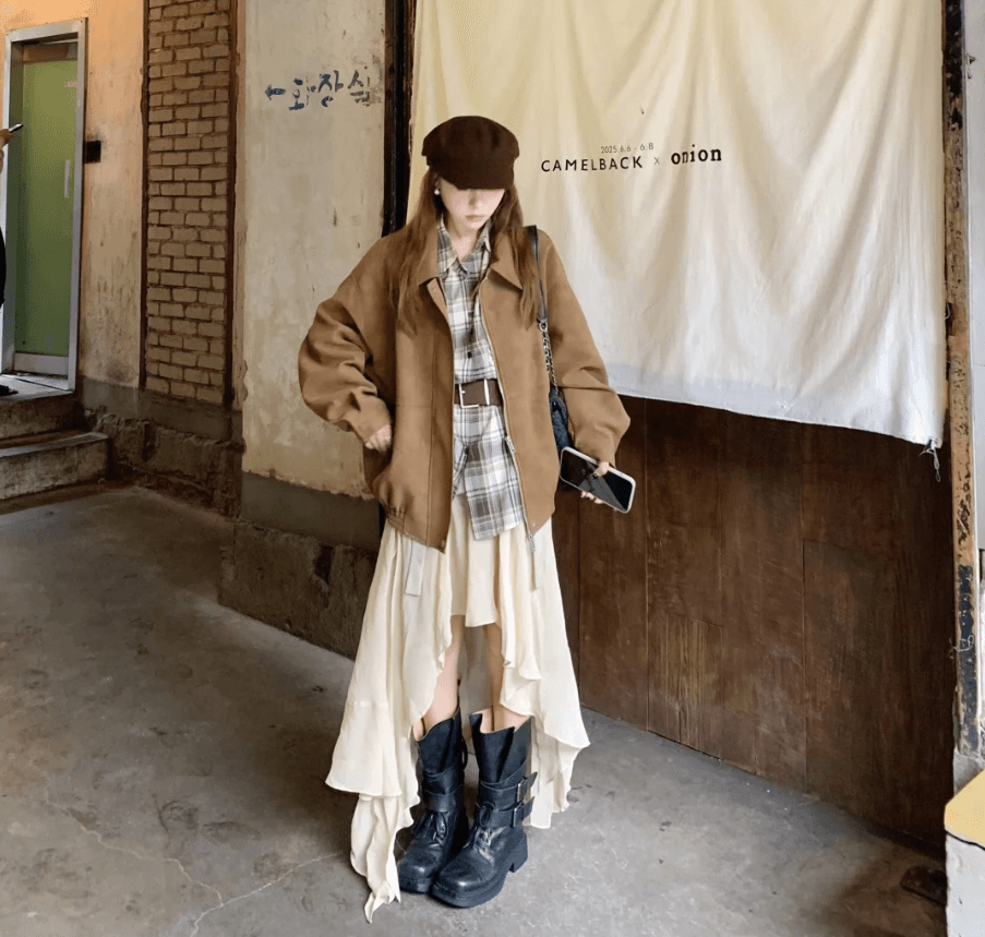 아메리칸 스웨이드 원단 폴로 칼라 여성 코트 가을 겨울 루즈핏 패션 두꺼운 브라운 캐주얼 재킷 맨위 상세 이미지 5