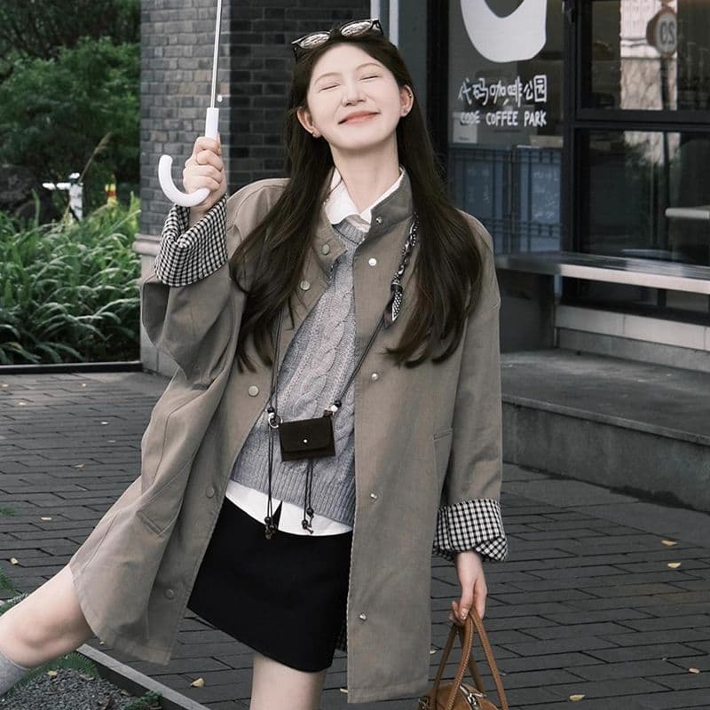 미니멀리즘 양성 및 음성 고급 센스 재킷 재킷 여성 의류 가을 2026 새로운 루즈핏 슬림해 보이는 중간 길이 한 첨부 된 의류