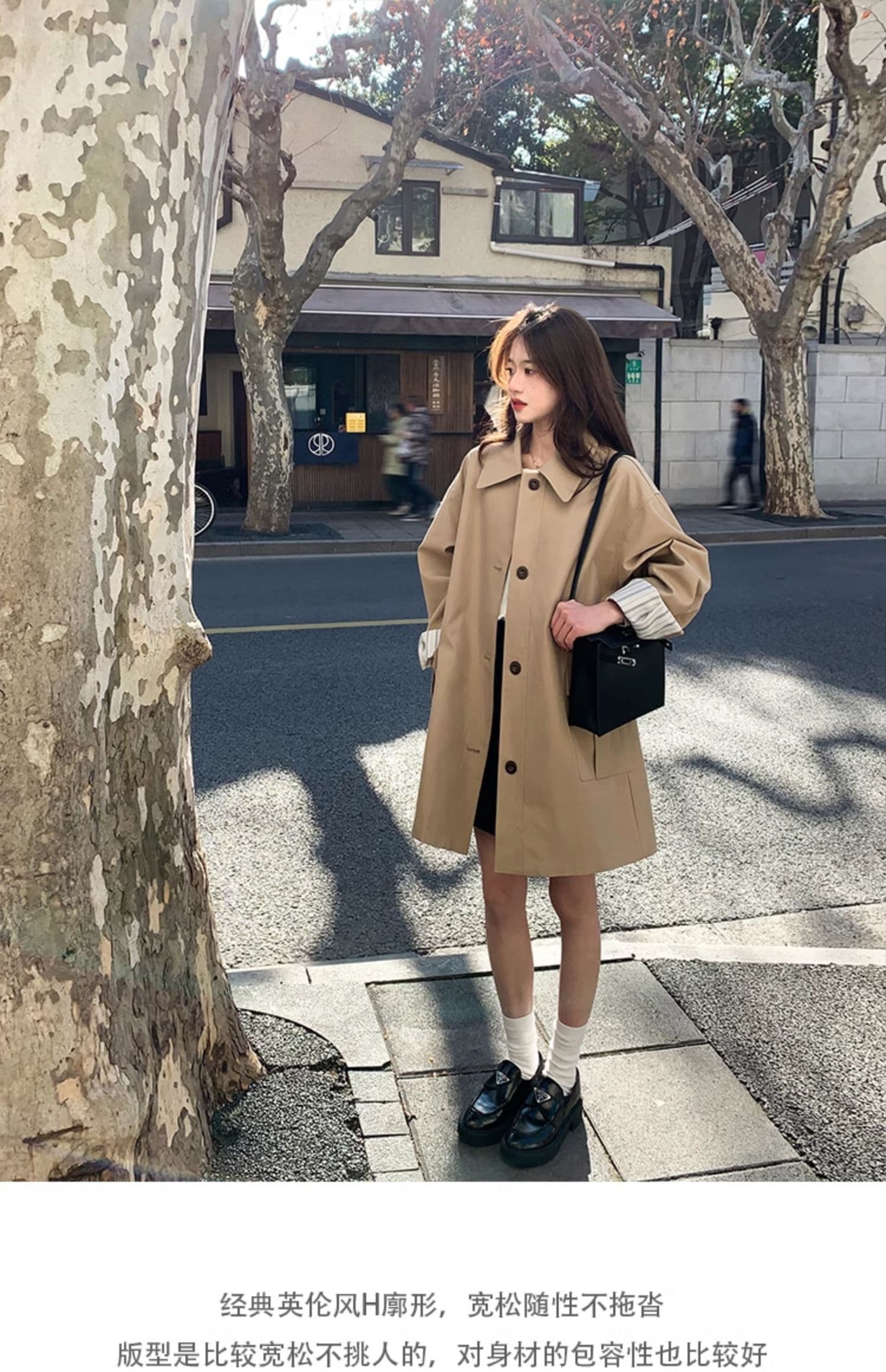 카키 색 한 부서 바람막이 여성 코트 봄 가을 올해 인기 캐주얼 바람 작은 키 도루 센스 맨위 상세 이미지 3