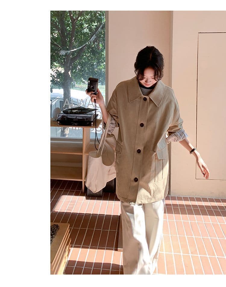 한국 스타일 고급 센스 쇼트 스타일 셔츠 바람막이 여성 코트 봄 가을 영국식 바람 품격 슬림해 보이는 맨위 상세 이미지 10