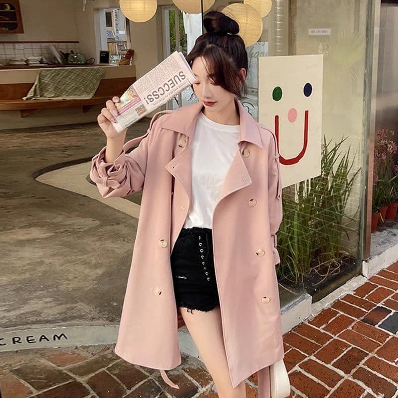정장 칼라 바람막이 여성 새로운 작은 키 프랑스식 달콤함 우유 달콤한 부서 소녀 쇼트 스타일 재킷 이미지 2