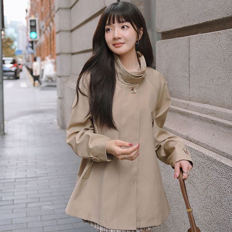 터틀넥 단색 루즈핏 종류 다용도 바람막이 영국식 패션 트렌드 긴팔 오픈 가디건 고급 센스 재킷