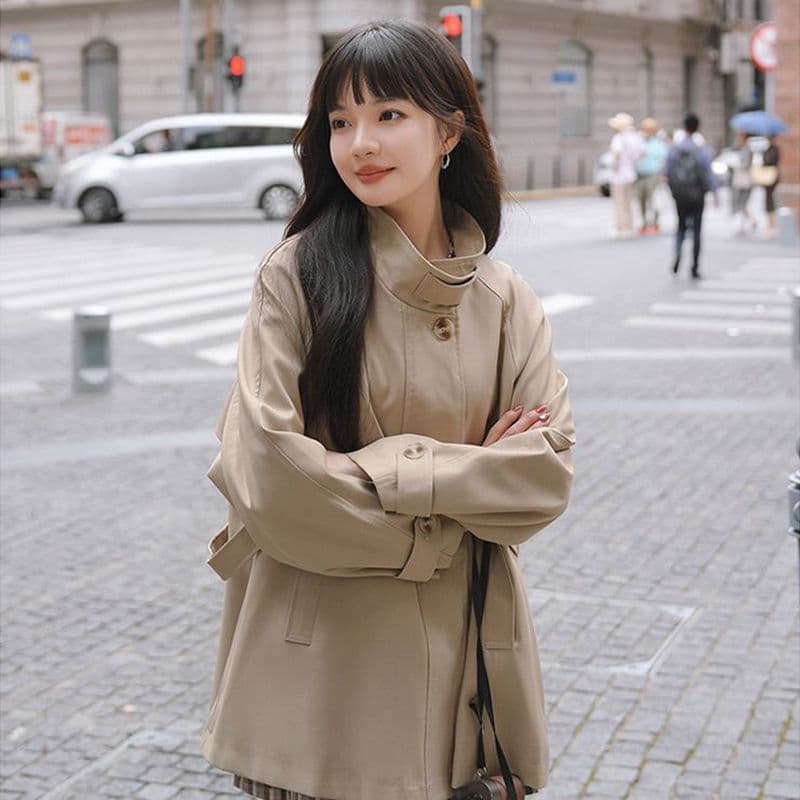 터틀넥 단색 루즈핏 종류 다용도 바람막이 영국식 패션 트렌드 긴팔 오픈 가디건 고급 센스 재킷 이미지 5