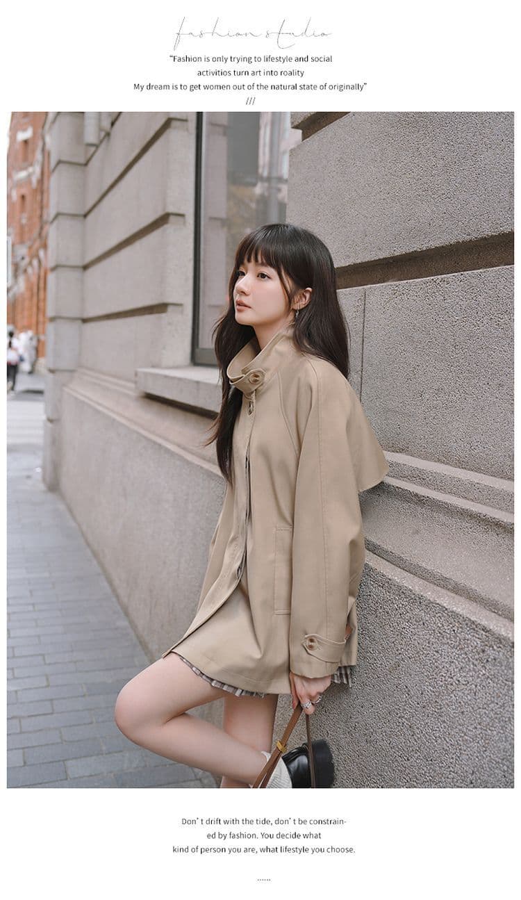 터틀넥 단색 루즈핏 종류 다용도 바람막이 영국식 패션 트렌드 긴팔 오픈 가디건 고급 센스 재킷 상세 이미지 5